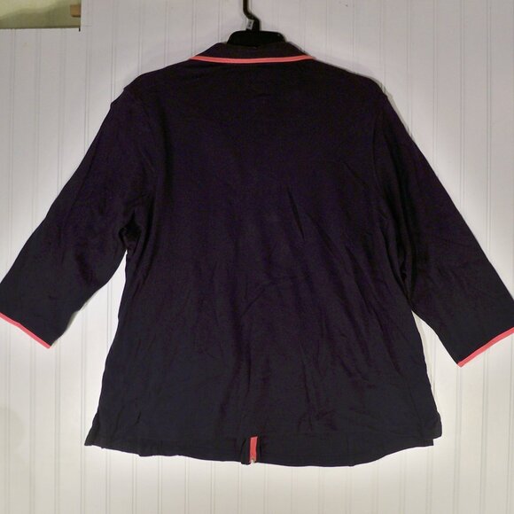 Basic Editions Woman, Rose, Dark Blue Zip Up, 2X - Picture 4 of 6